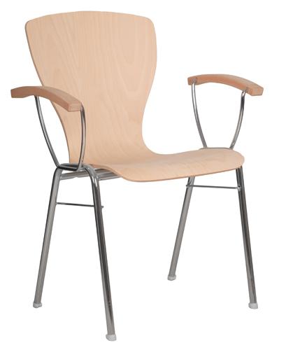 Chaise empilable Concept 570 - structure acier chromé - assise en hêtre naturel ou rembourrée - M24 France_0