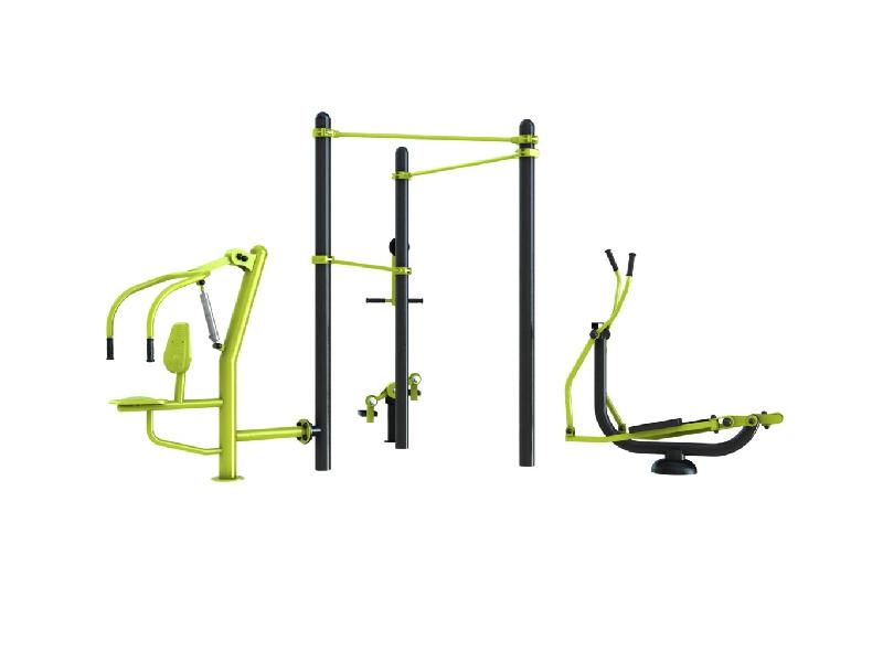 Agrès extérieurs personnalisables : barre traction, vélo elliptique, multi press, stepper - Station Combo 3-9_0