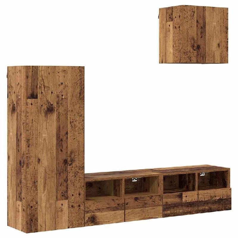 Helloshop26 - Lot de 4 meubles TV muraux modernes minimalistes 40,5 x 30 x 102 cm avec rangements pratiques en bois d'ingénierie 02_0056073 - Bois ma_0