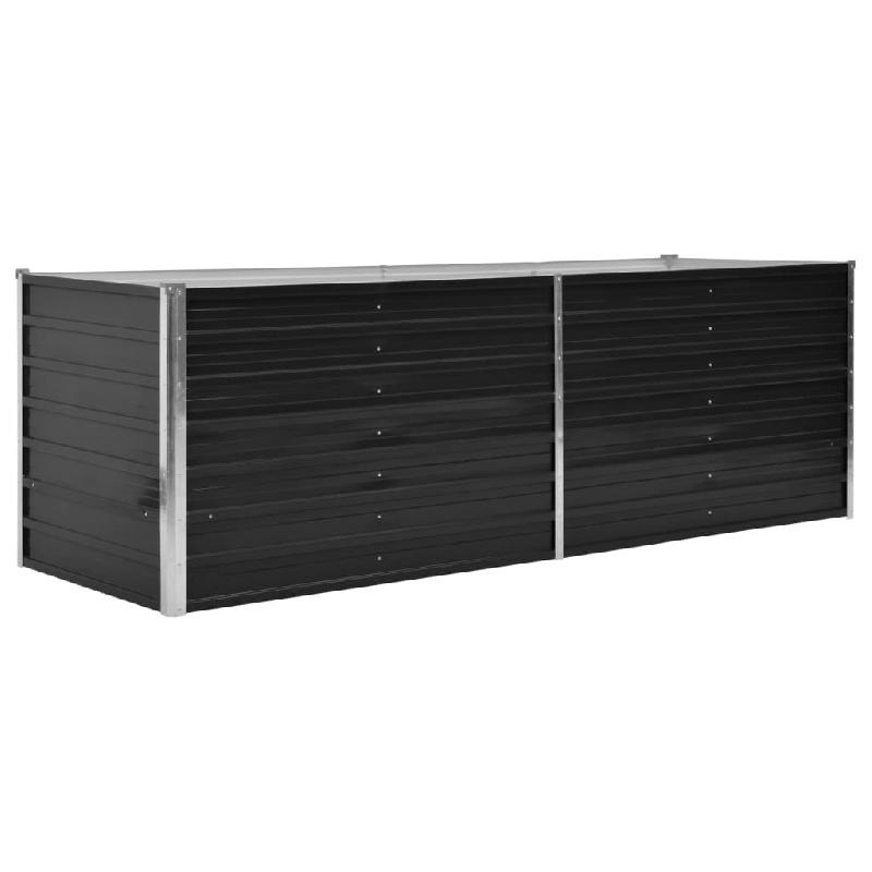 Jardinière lit surélevé en acier galvanisé anthracite - 240 x 80 x 77 cm - Plantes, fleurs, jardin_0