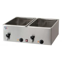 L2G Bain marie double - 2 x GN 1/1 (P) 150 mm + robinet de vidange - 90°C max - inox - 3701188015325_0