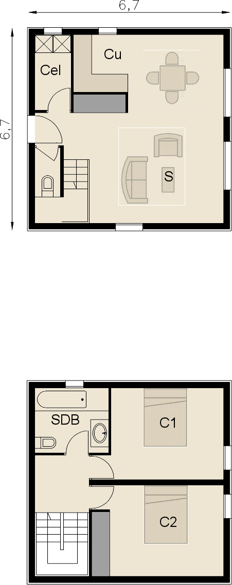 Maison à ossature en bois à étages optimale 2 / surface habitable 70 m² / 3 pièces / toit monopente / hors d'eau hors d'air_1