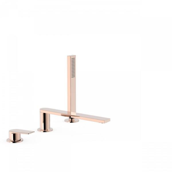 MITIGEUR BAIN D’ÉTAGÈRE AVEC DOUCHETTE ANTICALCAIRE OR ROSE - TRES 21116103OP