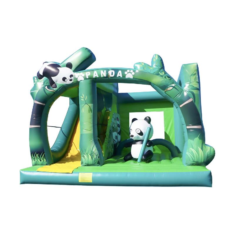 Château gonflable Panda Mania - Réf. CO47-CH - Structure avec toboggan et obstacles - Dimensions 6x6x4,8m_0