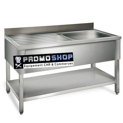 Plonge avec 1 bac et 1 égouttoir - Profondeur 60 ou 70 cm - Acier inoxydable - Dimensions multiples disponibles_0