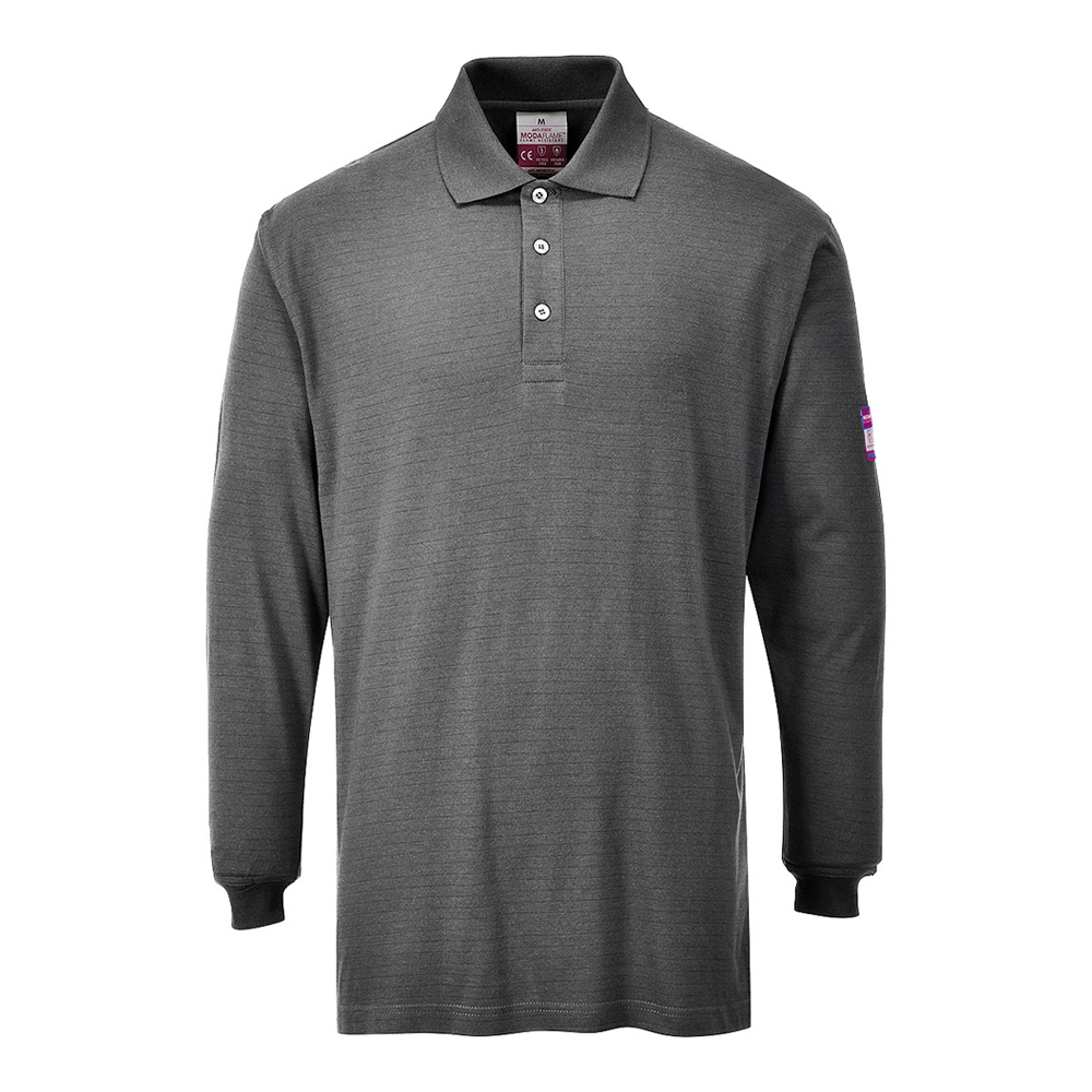 Polo Manches Longues MODAFLAME FR10, Arc électrique et Retardateur de flamme - PCL01-GR-S - Portwest_0