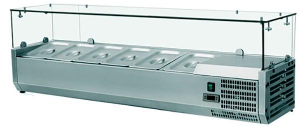 Présentoir réfrigéré en inox pour 4 à 9 bacs GN 1/3 - vitrine avec thermostat digital_0