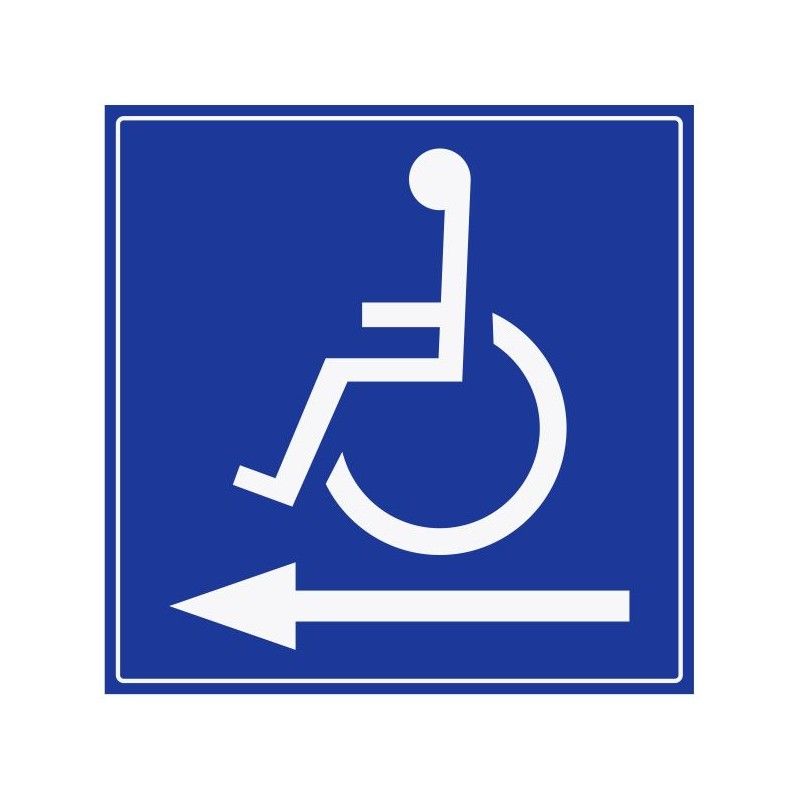 Refz448 - Autocollant handicapé - direction gauche - ABC Signalétique - usage intérieur/extérieur - support PVC, ALU ou autocollant_0