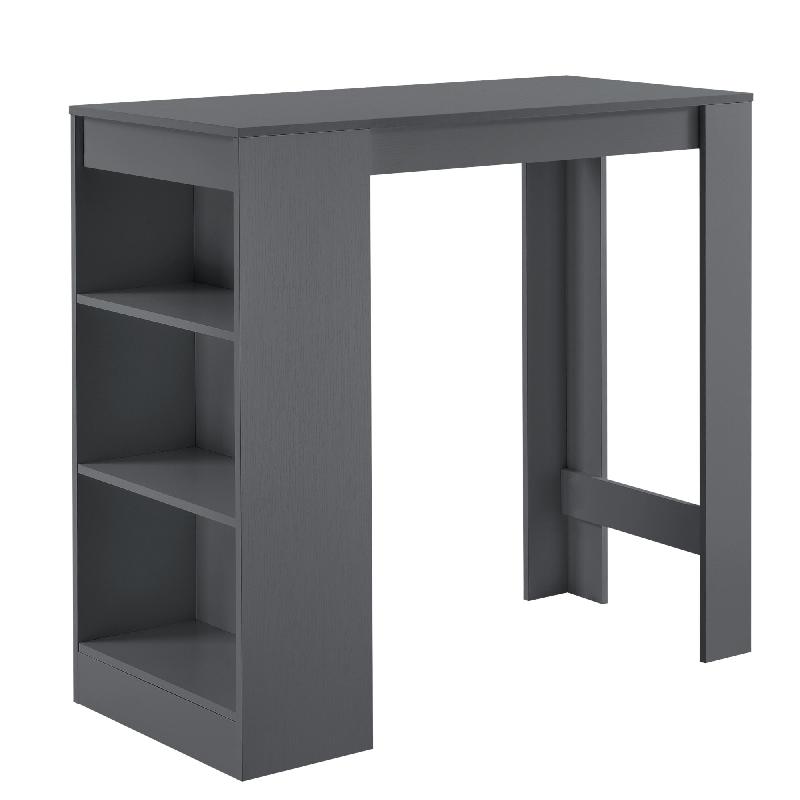 Table de bar avec rangement - Bistro haut 110 cm gris foncé avec 3 étagères - 03_0006190_0