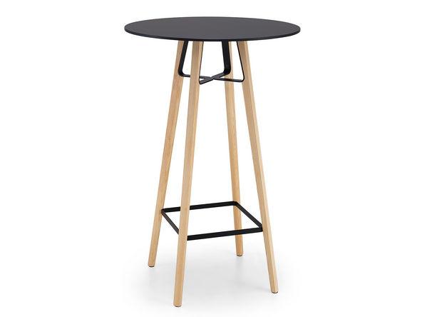 Table haute Liù avec plateau en HPL et piètement bois et métal_0