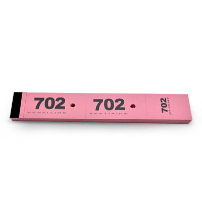 TICKET DE VESTIAIRE - 3 X 20 CM - ROSE - BLOC DE 50 TICKETS - LOT