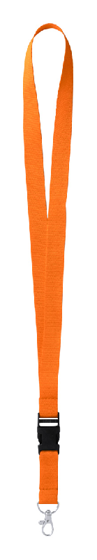 Tour de cou en polyester - avec mousqueton amovible en métal - couleur orange - 16g_0