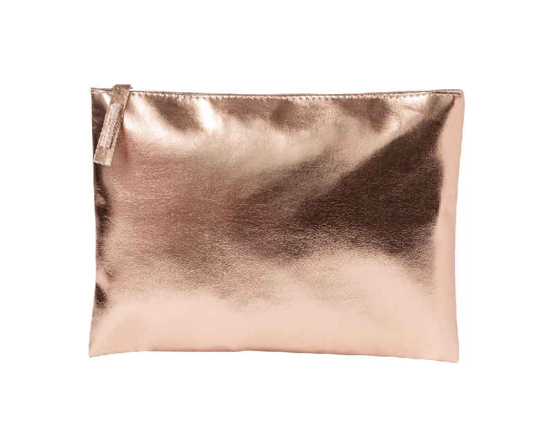 Trousse de maquillage zippée en similicuir avec finition métallique - Couleur rose - Poids 22,25 g_0