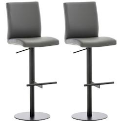 CLP Lot de 2 tabourets de bar Cadiz en similicuir Noir/Gris - gris polyester 315312_0