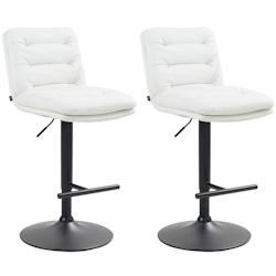 CLP Lot de 2 tabourets de bar Damar en similicuir Blanc /Noir - blanc polyester 325680_0