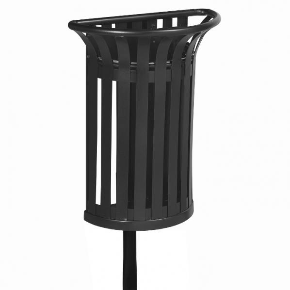 Corbeille TULIPE 35 litres - fixation poteau - Anthracite - Version murale_0
