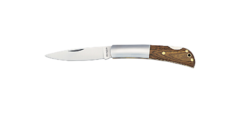 Couteau en inox avec revêtement bois - Couleur marron - Poids 66.67g_0