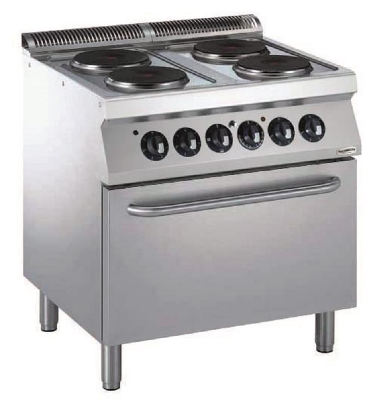 Cuisinière électrique professionnelle 4 plaques ronde avec four électrique gamme 700 7488.0095