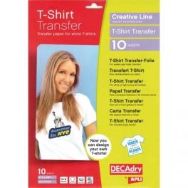 DECADRY POCHETTE DE 10 FEUILLES TRANSFERTS POUR TEE-SHIRT BLANC