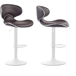 Décoshop26 - Lot de 2 tabourets de bar design contemporain pieds en métal blanc mat assise en synthétique marron 10_0001169 - marron 3000697069608_0
