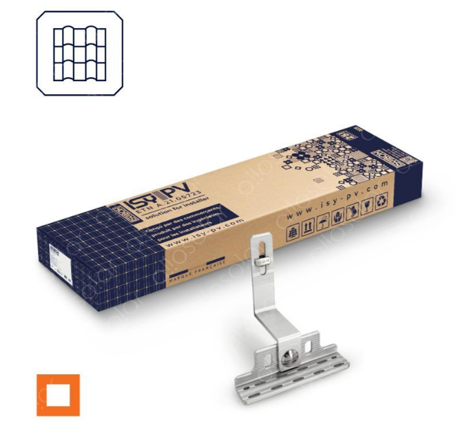 Fixation 4 panneaux - tuiles mécaniques - réglable - Carré ORANGE - ISY-BOX - REF 383002_0