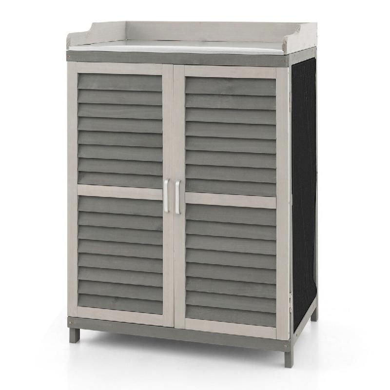 Helloshop26 - Abri de jardin avec postes de travail 67 x 47 x 100 cm rangement pratique 2 étagères ambiance cosy en bois de sapin 20_0020932 - Bois_0