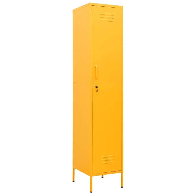 Helloshop26 - Armoire à casiers moderne 35 x 46 x 180 cm 4 étagères ajustables sécurisée en acier jaune moutarde 02_0046887 - jaune acier 3000234_0