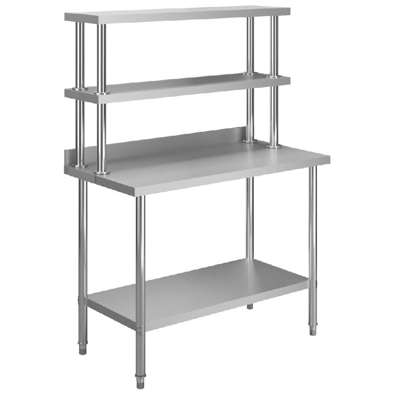 Helloshop26 - Table de travail de cuisine avec étagère 120 x 60 x 150 cm acier inoxydable 02_0001921 - inox 3000090081535_0