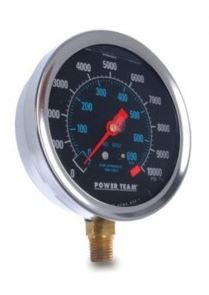 Manomètre analogique étalonnable 0-690 bar - aiguille Day-glo® - boîtier inoxydable - raccord 1/4