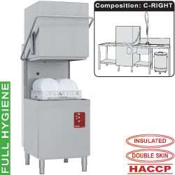 Pack lave-vaisselle à capot pro Best Wash - table de prélavage avec vide déchets droite, douchette, table de sortie et poubelle inox - DCS9/6/C-D_0