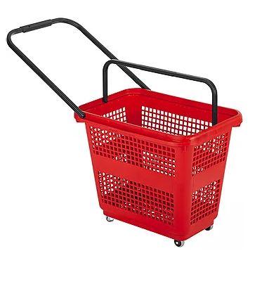 Panier à roulettes 54 litres - plastique résistant avec 2 roues fixes et 2 pivotantes, poignées ergonomiques_0