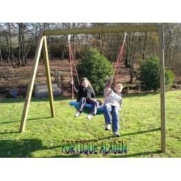 Portique Aladin - Balançoire pour enfants de 2 à 10 ans - Structure en pin nord rouge de Finlande_0