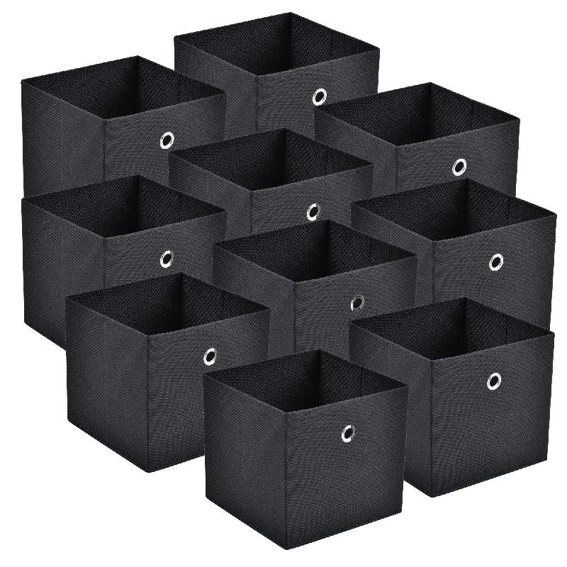 SET DE 10 BOÎTES DE RANGEMENT TEXTILE NON TISSÉ 28 X 30 X 30 CM NOIR 03_0006547_0