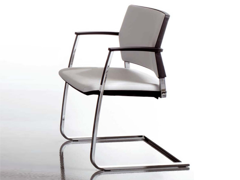 Siège de réunion Dexto - Dimensions L61 x P58,5 x H80 cm - Piètement luge en acier chromé_0