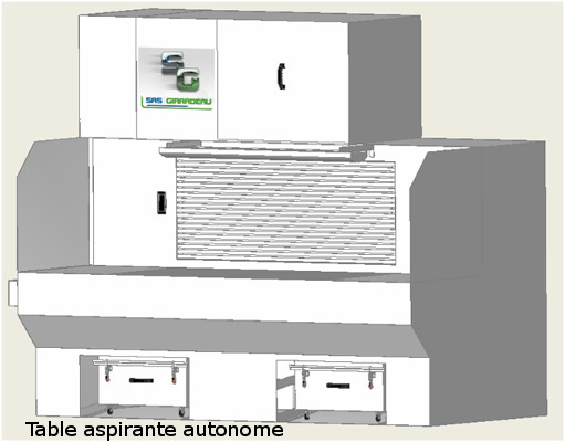 Table aspirante autonome - système d'aspiration intégré - cartouches filtrantes auto-nettoyables_0