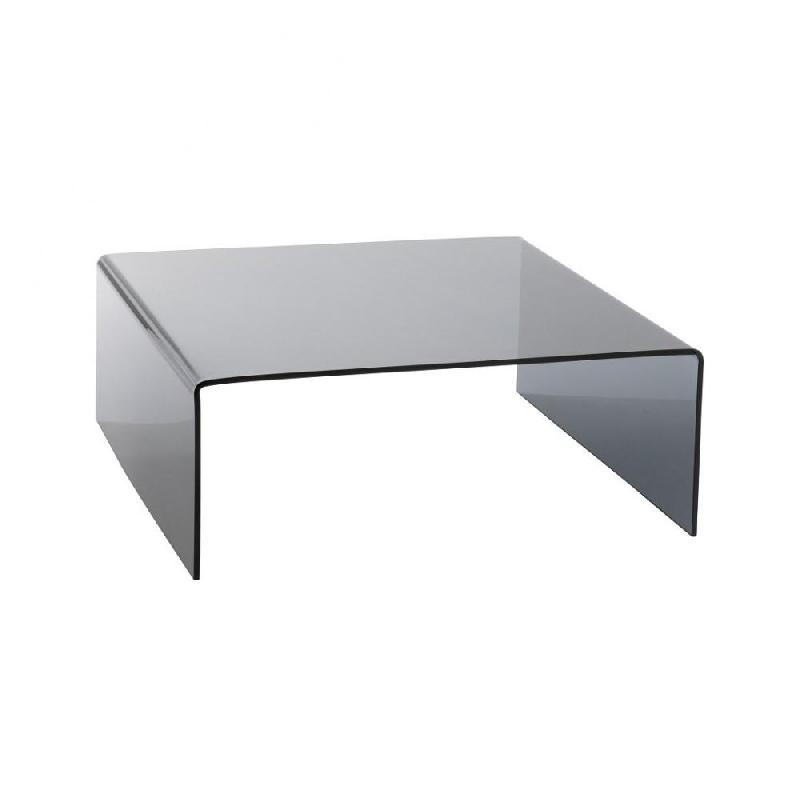 Table basse carrée Mainty en verre fumé gris transparent