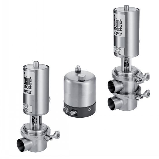 Vannes à clapet SMS en inox 316L - pneumatiques - simple ou double étage - 2 à 5 voies_0