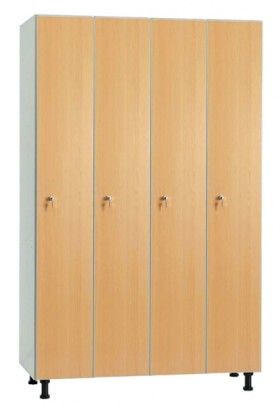 Vestiaire mélaminé hydrofuge L1200 - Merial - 4 portes - Réf. MHV-30/4C - monobloc, sur pieds PVC_0