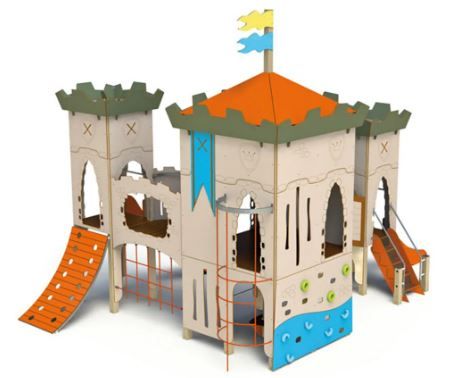 3840 - Structure pour aire de jeux - Transalp - Forteresse 3 tours avec toboggans, passerelles et équipements variés_0
