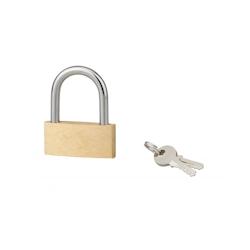 Cadenas BASIC à clé, base 50 mm, anse acier, 2 clés - SERRUPRIX - doré 3150269790505_0
