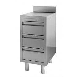 Caisson Inox à Tiroirs Avec Dosseret - Profondeur 700 - Combisteel - l60- L40- P70- h85- Acier Inoxydable - inox 7435137911982_0