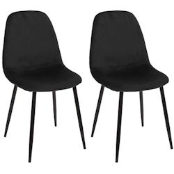 Chaise en métal assise en velours Leaf (Lot de 2) The Home Deco Factory - noir 3700866358471_0