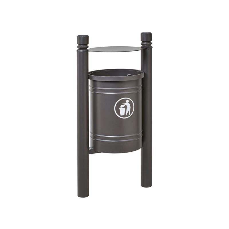 Corbeille Saintonge City 40 litres - Ref : 208225.Gpro - avec couvercle et tubes acier Ø76 mm_0
