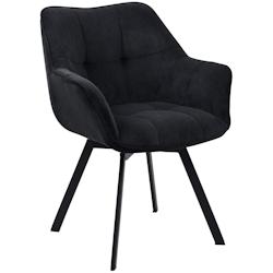 Décoshop26 - Chaise de salle à manger assise pivotante confortable en velours côtelé noir et métal noir  10_0002038 - noir 3000250801935_0