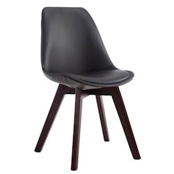 Décoshop26 - Chaise de salle à manger x1 style scandinave en PVC noir support 4 pieds en bois couleur noyer 10_0003750 - noir 3000251746556_0