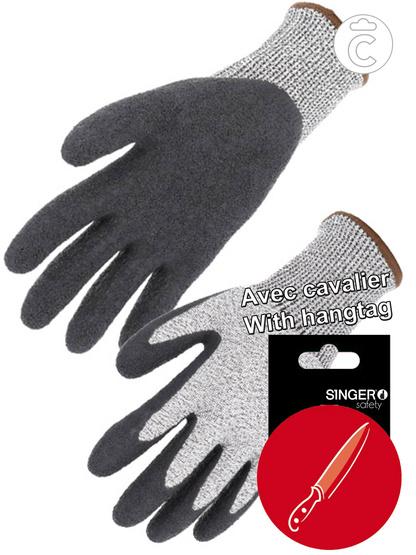 Gant anti-coupures PEHD - Paume enduite latex crêpé - Jauge 13 - Référence CPH5LAT_0