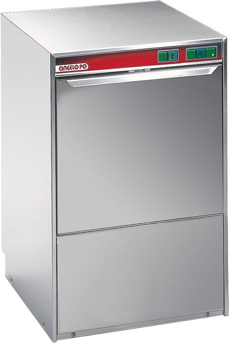KN40PSD - Lave-verres Angelo Po - 30 paniers/heure - Acier inox AISI304 - Pompe de vidange et doseur de produits_0