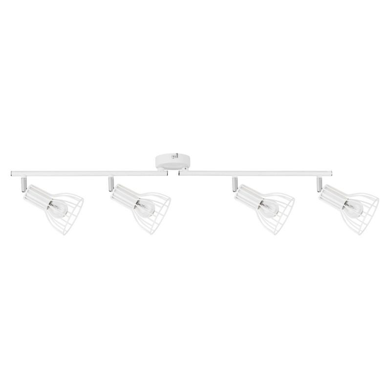 Plafonnier 4 têtes classique Megan 105cm blanc & chrome - Paris Prix_0
