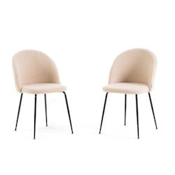 RATTATAN Lot de 2 chaises en tissu teddy d’intérieur, pieds en métal, rembourrées pour cuisine, salle à manger, bar ou restaurant – Sara Teddy_0