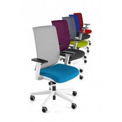 Siège de bureau WI-MAX finition blanc - dossier résille de couleur - Sokoa_0